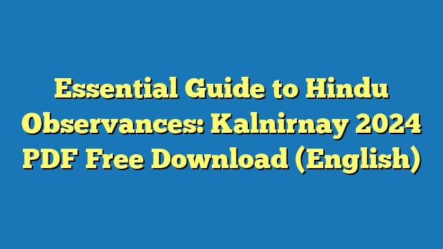 Essential Guide to Hindu Observances: Kalnirnay 2024 PDF Free Download (English)