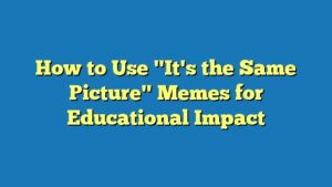 How to Use "It's the Same Picture" Memes for Educational Impact