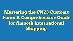 Mastering the CN23 Customs Form: A Comprehensive Guide for Smooth International Shipping